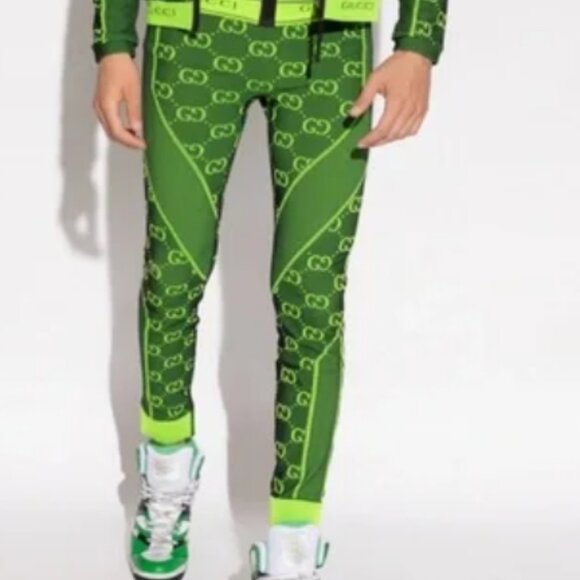 Gucci Pants - GUCCI Green Printed Elastic Pants/Leggings NWT Size M